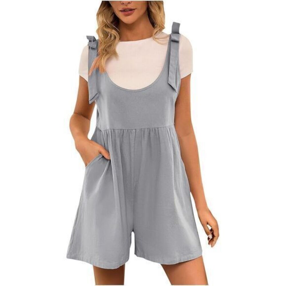 Kate Kasin Casual‎ Gray Romper Jumpsuit with Tie Straps Summer Playsuit XL